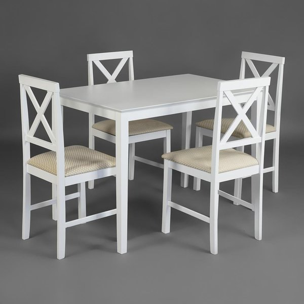    ( + 4 )/ Hudson Dining Set pure white () (,  1)