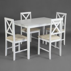    ( + 4 )/ Hudson Dining Set pure white ().  2